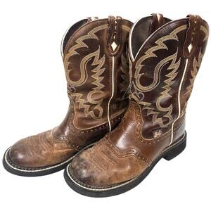 Justin Gypsy Inji Womens Size 8B Western Boots Aged Leather Brown L9909 Cowgirl